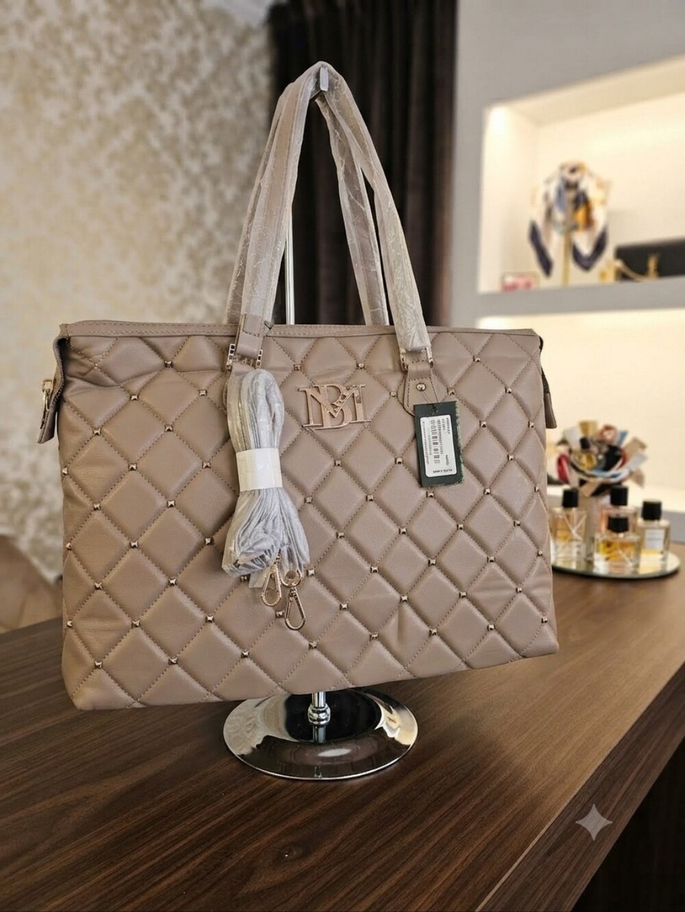 Badgley Mischka Quilted Tote Bag